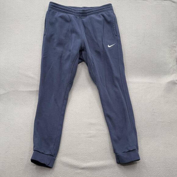 Nike Pants Mens Large Blue Club Fleece Joggers Sweatpants Embroidered Swoosh - Picture 1 of 9
